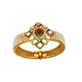 B0026-Ruby Kundan with Pearl Work Gold Plated Openable Kada